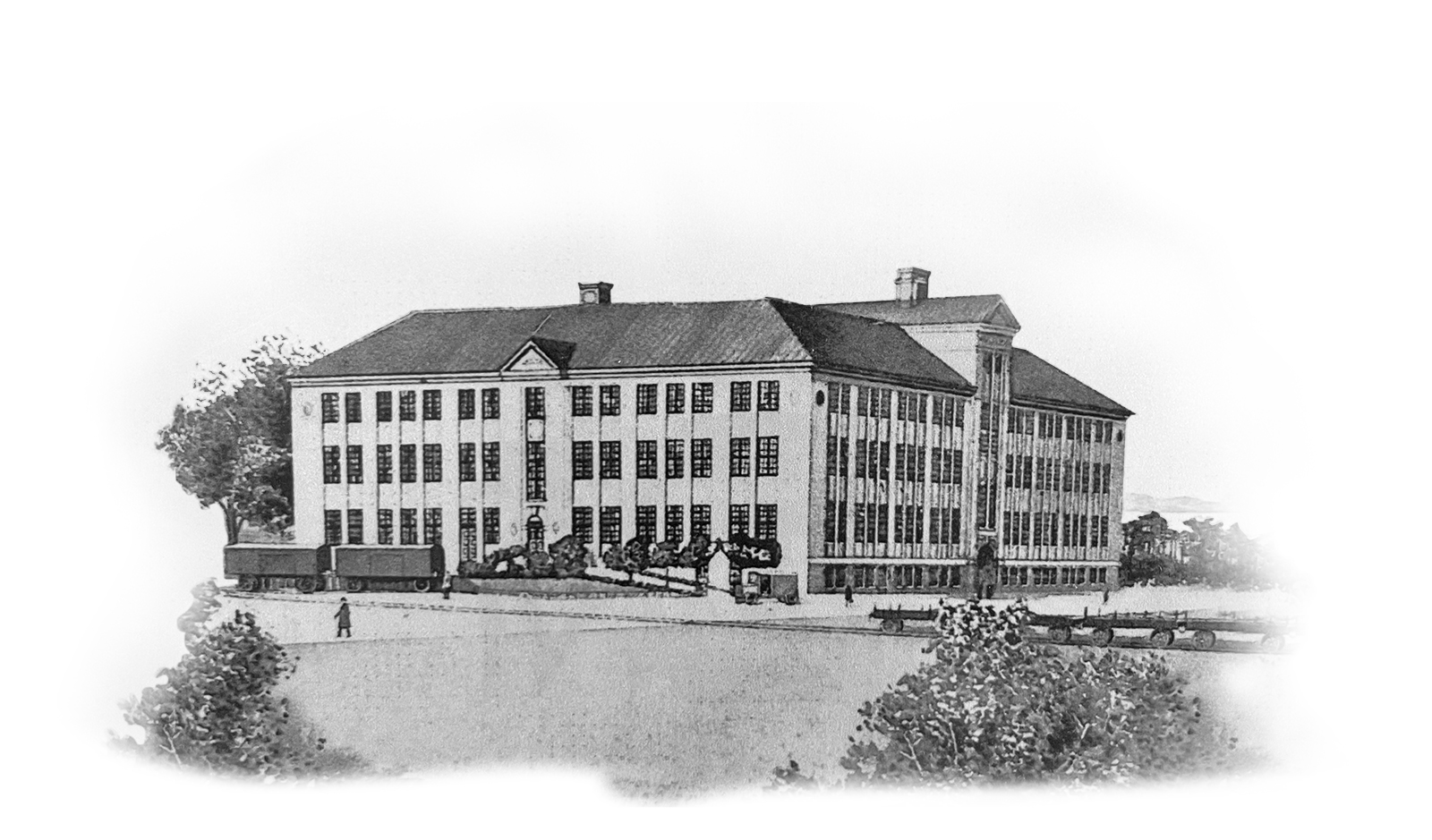 Black and white image of LK office building
